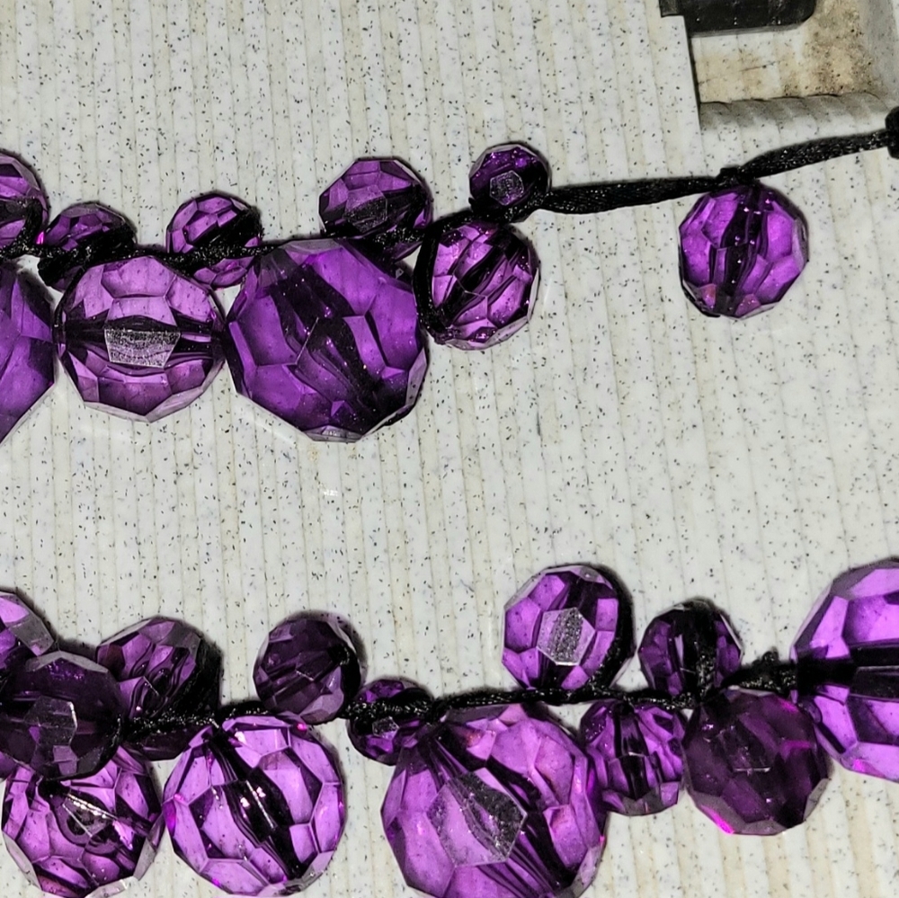 Purple Lucite Beaded Necklace